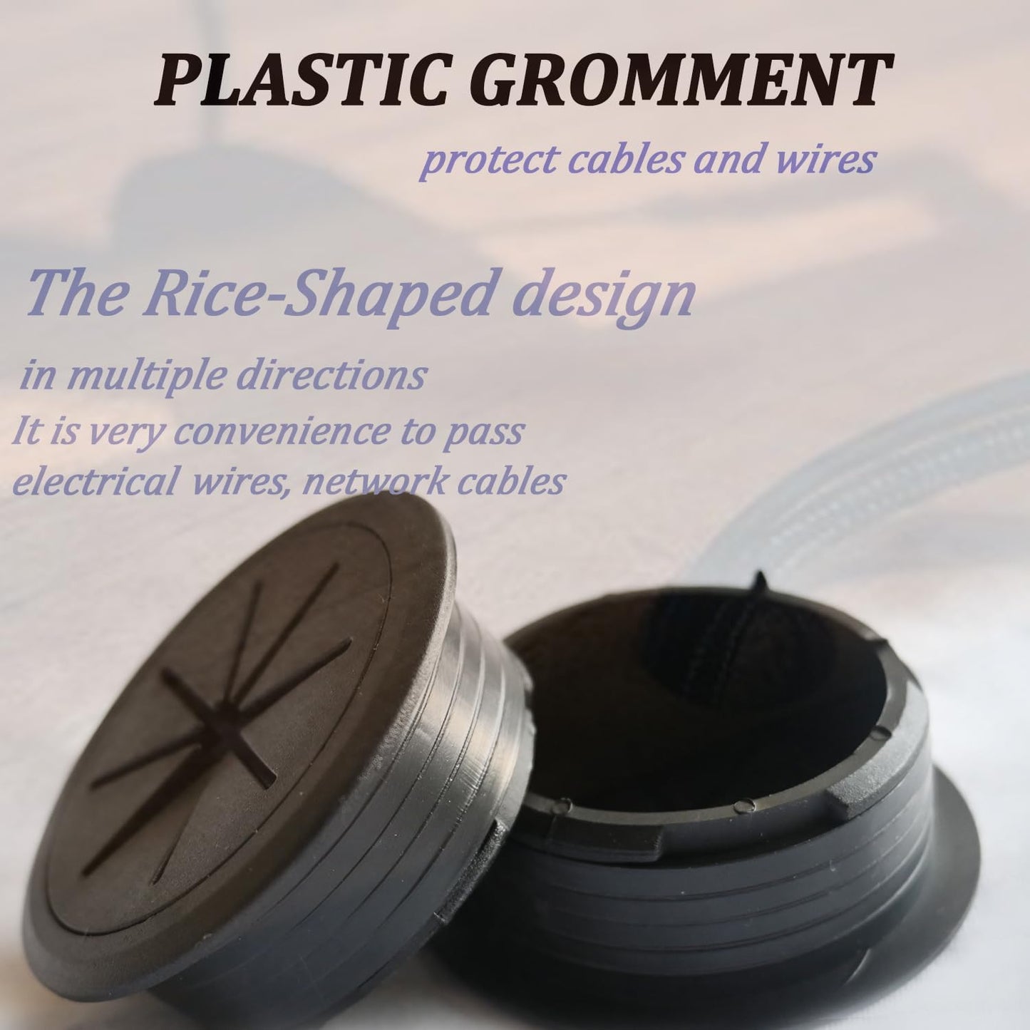 6 Pcs Desk Grommet, Black Desk Hole Cover for Cables with BI-Metal Hole Saw Kit, 2m Cable Sleeve Organizer and Clip Optimize The Management of Wire Winding Easily Achieve Desktop Clean