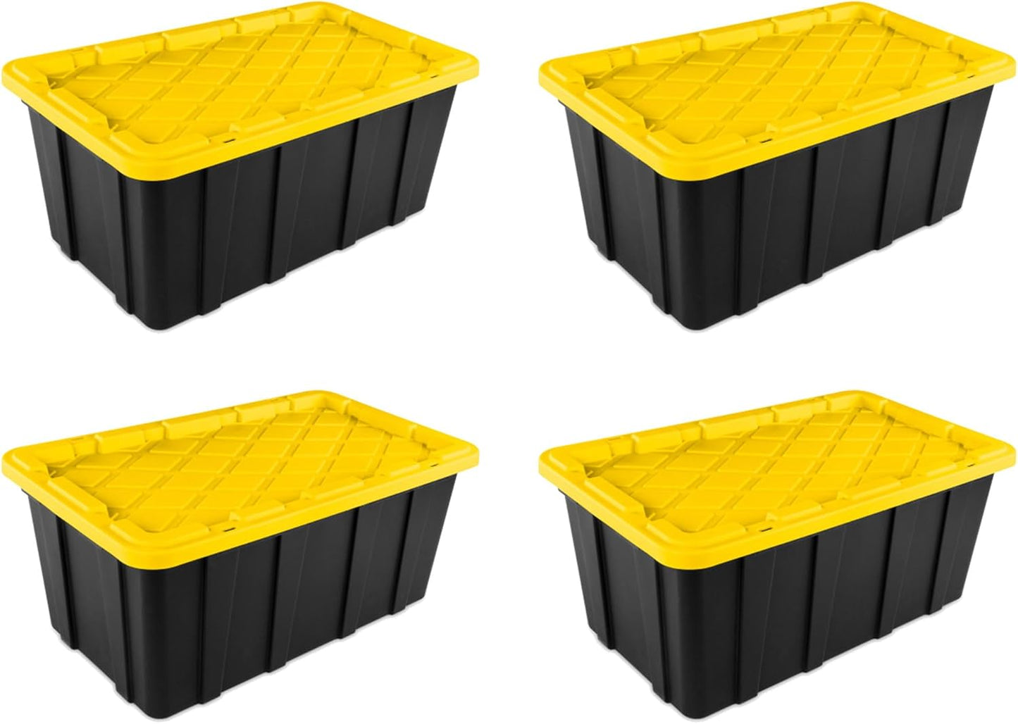 Sterilite 4-Pack Industrial Tote, Plastic Storage Container Bins with Lids, 38 Gallon - Heavy-Duty Organizing Containers for Closet, Bathroom, and Office