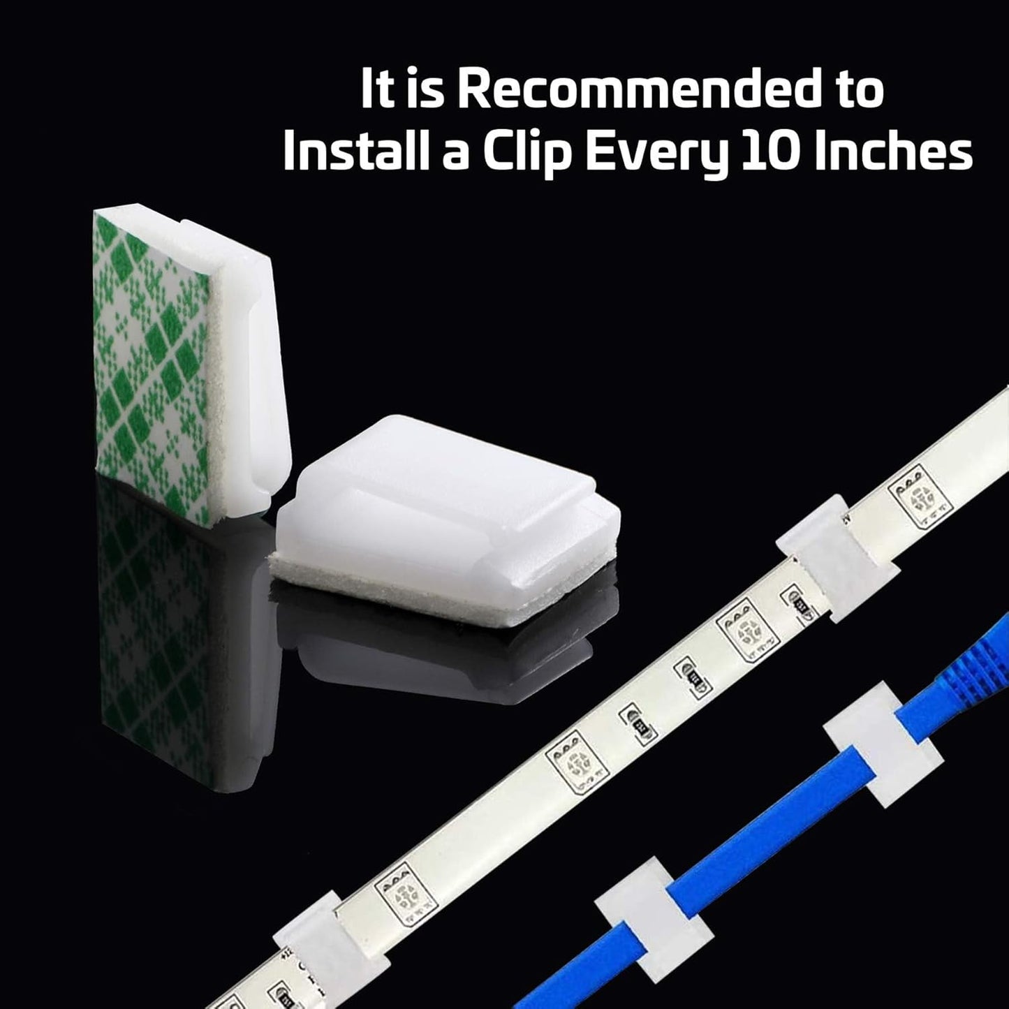 120 PCS Light Strip Mounting Clips White Self Adhesive Led Light Fasteners Mounting Holder Cable Clamp Organizer for 8mm Light Strip (8mm)