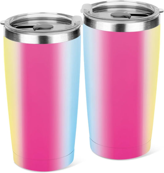 20 oz Insulated Tumbler, Tumbler with Lid Straw, Insulated Travel Coffee Mug Stainless Steel Cup for Cold Hot Drink Gift for Women Friend Colleague Christmas Birthday Friendship (Colorful Abstract)