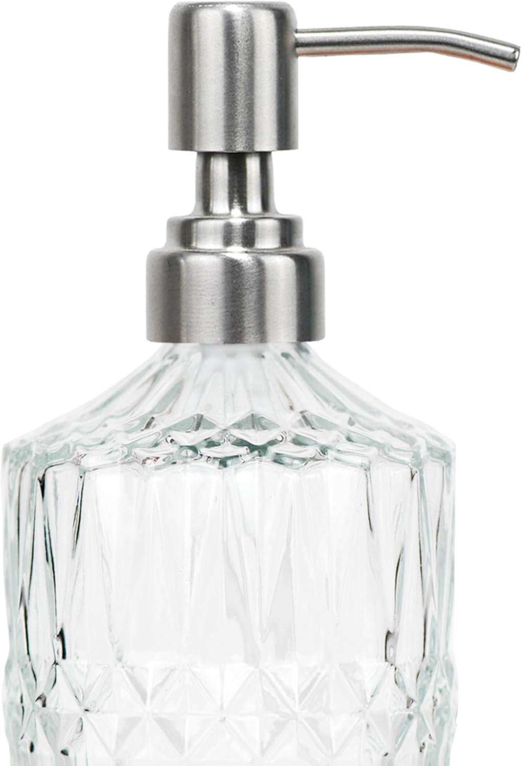 18 oz Clear Thick Glass Soap Dispenser with Black Rustproof Pump, Refillable Bathroom, Kitchen Soap Dispenser for Hand Soap, Body Wash and Lotion (Clear-Silver Pump)