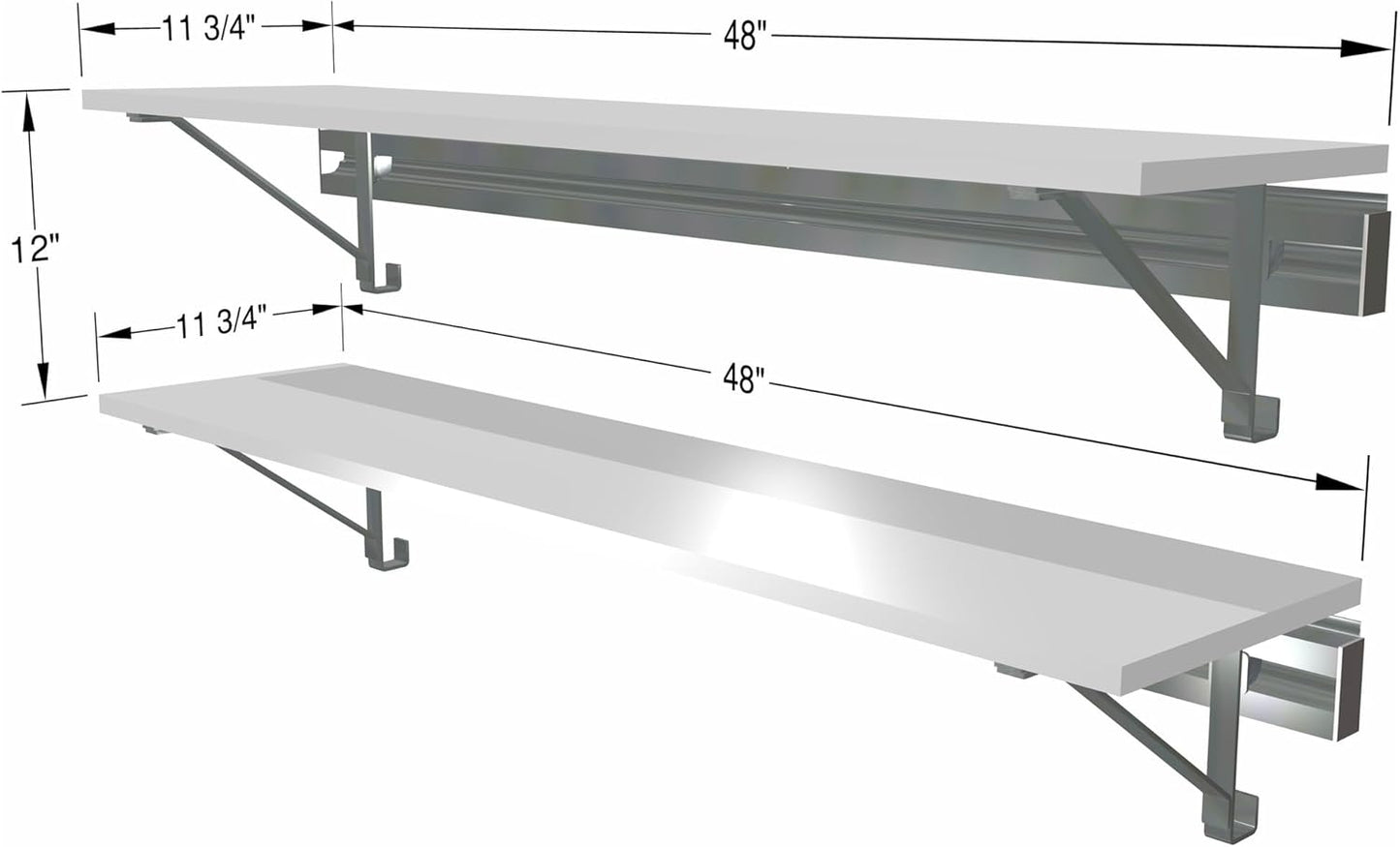 Two 48" Long Shelf Kits Laundry Storage White