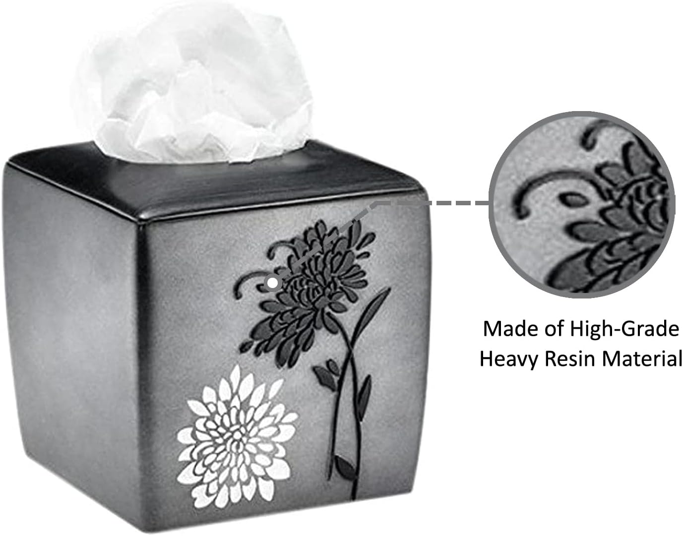 Zahari Home 2pc Erica Bathroom Decor Set Waste Basket for Bathroom & Tissue Cover Modern Classic Decor Stylish Unique Design Beautiful Grey Bathroom Accessories Set