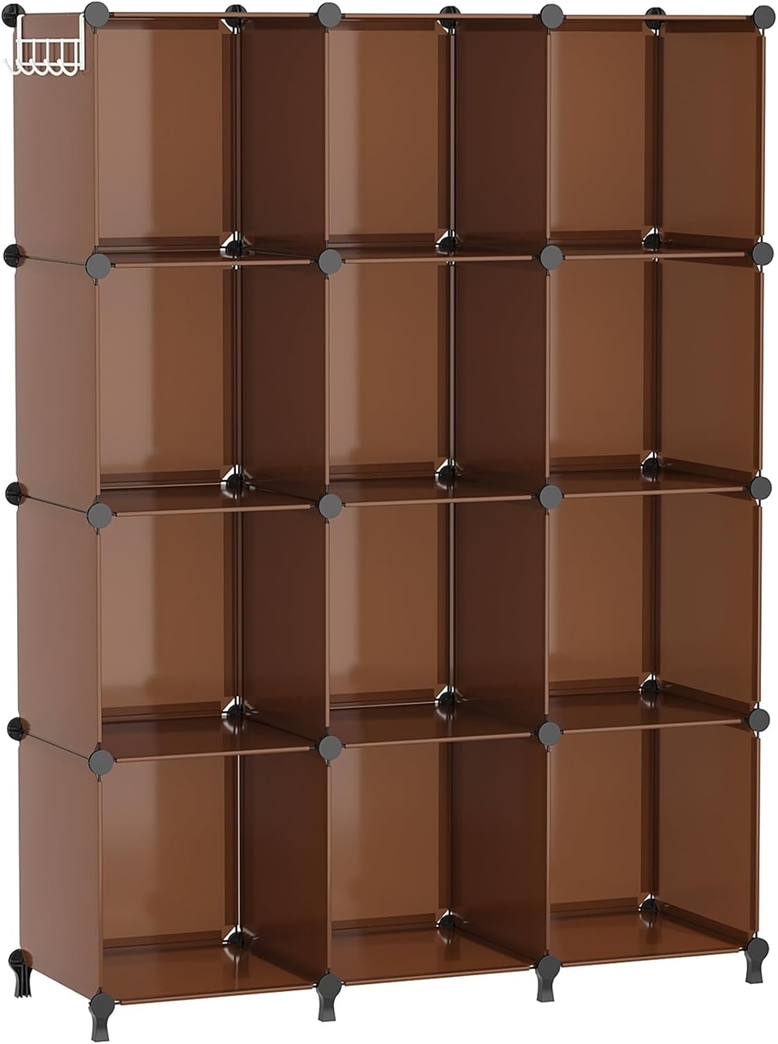 AWTATOS Cube Storage Organizer, Storage Cubes Shelves Bookshelf, 12 Cube Closet Organizers and Storage, DIY Stackable Plastic Clothes Organizer Shelving for Bedroom, Home, Cocoa Brown