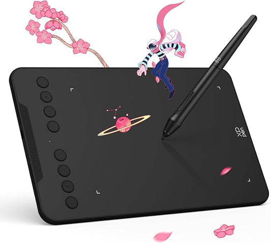 XPPen Updated Deco Mini7 V2 Drawing Tablet-16384 Levels of Pressure Battery-Free Stylus, 7 x 4 OSU Drawing Pad, 8 Hotkeys for Digital Art, Teaching, Gaming Graphic Tablet for Chrome, PC, Mac, Android