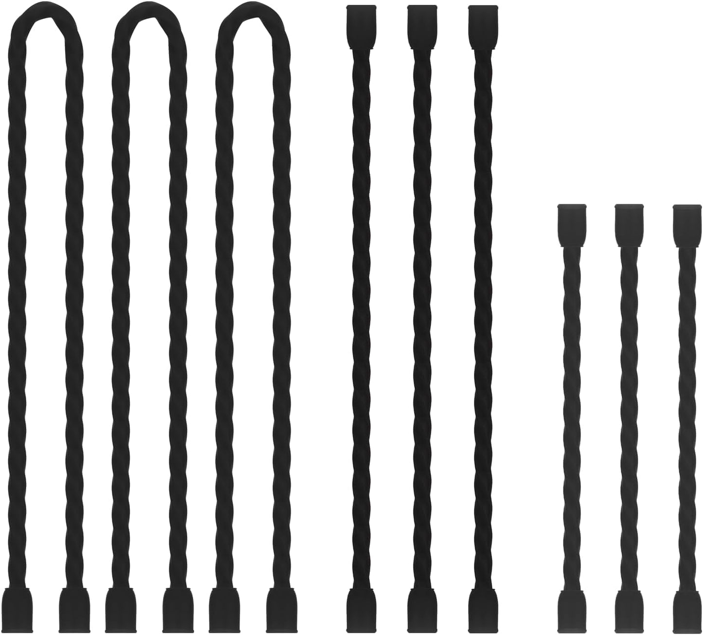 9PCS Silicone Cable Ties Reusable Twist Ties Steel-Core Black Straps Organizer All Purpose Bendable Cord Tie for Indoor Outdoor Holding Securing and Wrapping (4 6 12 inch)