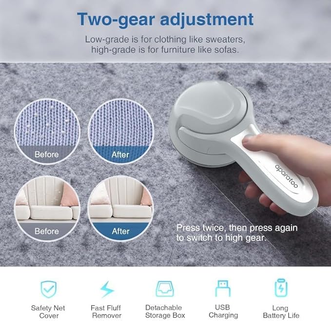 Fabric Shaver Defuzzer, Portable Lint Remover for Clothes, 2 Modes Rechargeable Sweater Shaver Effectively Remove Fuzz and Lint Ball for Furniture Couch Carpet Curtain Clothes