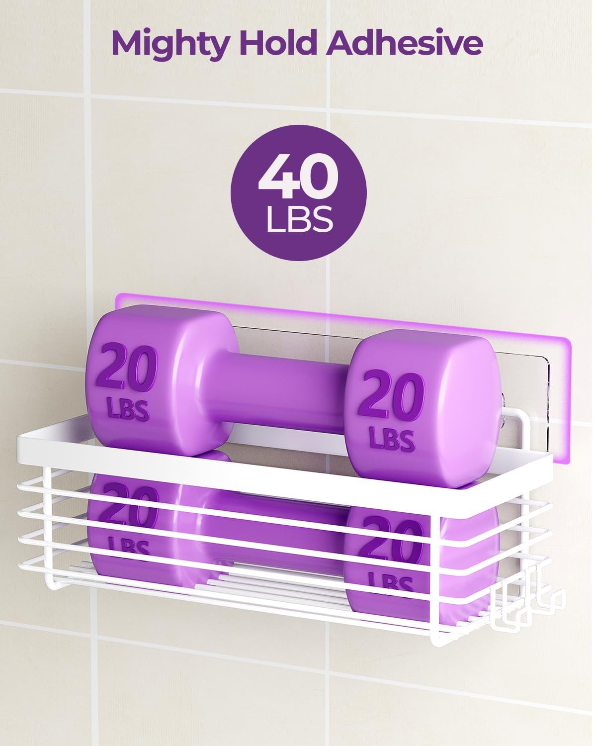 ODesign Shower Caddy 3 Pack SUS304 Stainless Steel-No Drilling-Shower Bathroom Shelves Rack,Rustproof Wall Mounted,Adhesive Shower Shelf Basket Organizer-White