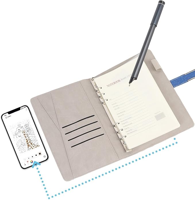 Digital Smart Pen and Notebook, Real Time Sync for Digitizing, Convert to Text, Offline Storage, Sharing Paper Notes, Smartpen Writing Set for Phones, Tablets, Study Notes (Blue)