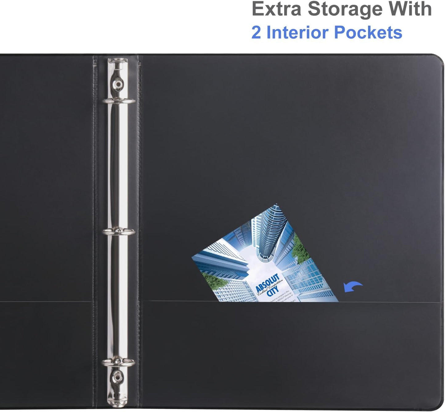 3 Ring Binder 1 Inch, ViVin Sturdy 1"-Round Ring Binder with 2 Interior Pockets, Clear View Cover, PVC-Free, Fits 200 Sheets of 8.5'' x 11'' Paper, Office Home School (12 Pack, Black)