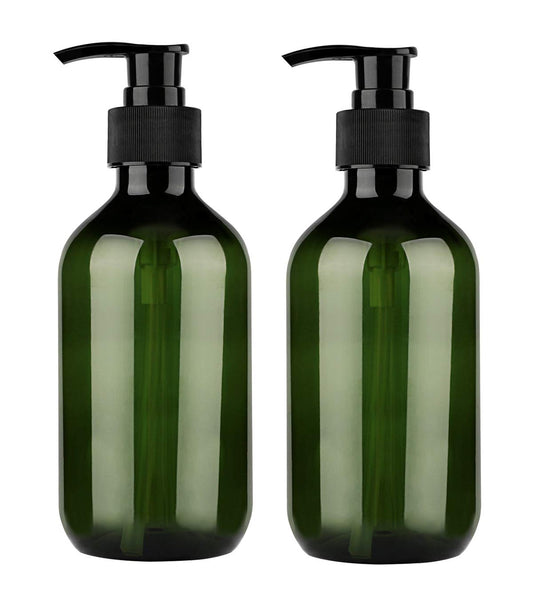 Pump Bottle Dispenser, Yebeauty 10oz/300ml Empty Plastic Shower Refillable Dispenser Soap Shampoo Pump Dispenser Containers with Pump Multipurpose for Cosmetic Kitchen Bathroom, 2-Pack Green