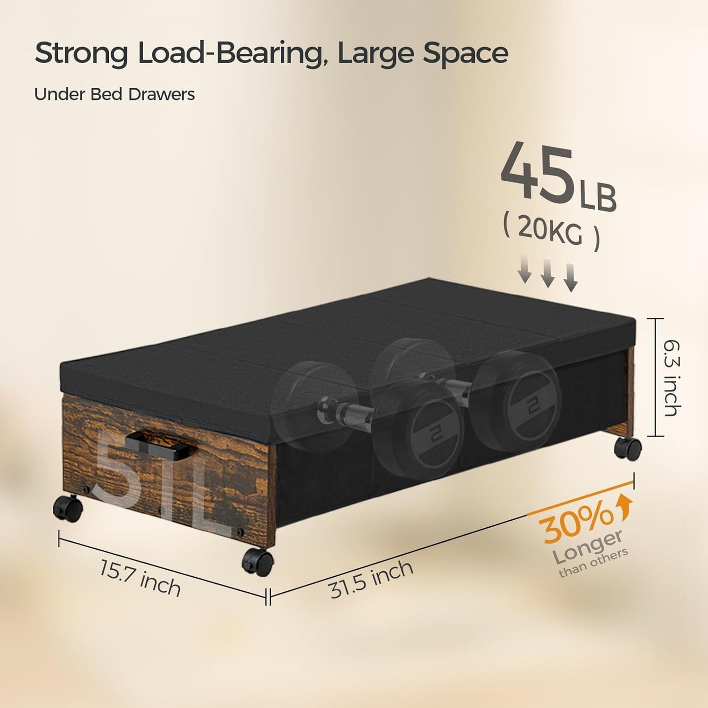 Under Bed Storage with Wheels, Under Bed Drawers On Wheels, Under Bed Shoe Organizer Organizer, Rolling Under Bed Storage for Shoe Blanket, with Metal Frame, Patented Design