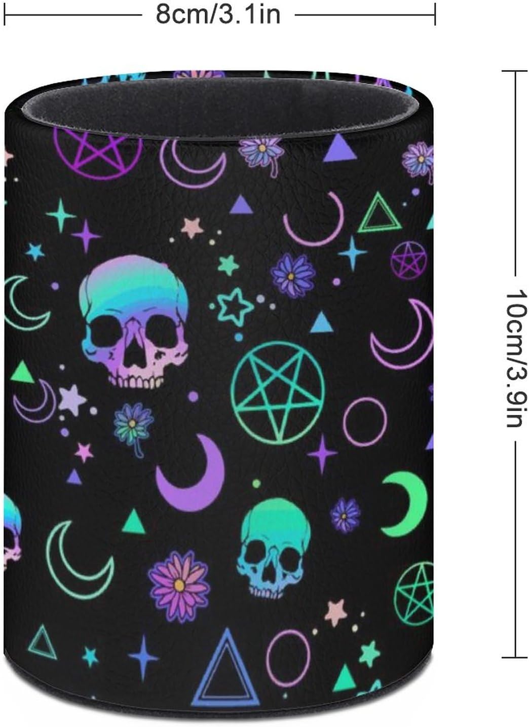 Magic Skull Pen Holder Pencil Organizer Cute Pencil Cup Desk Decor Makeup Brush Holder PU Multifunctional Office Suppliesfor Home Classroom School