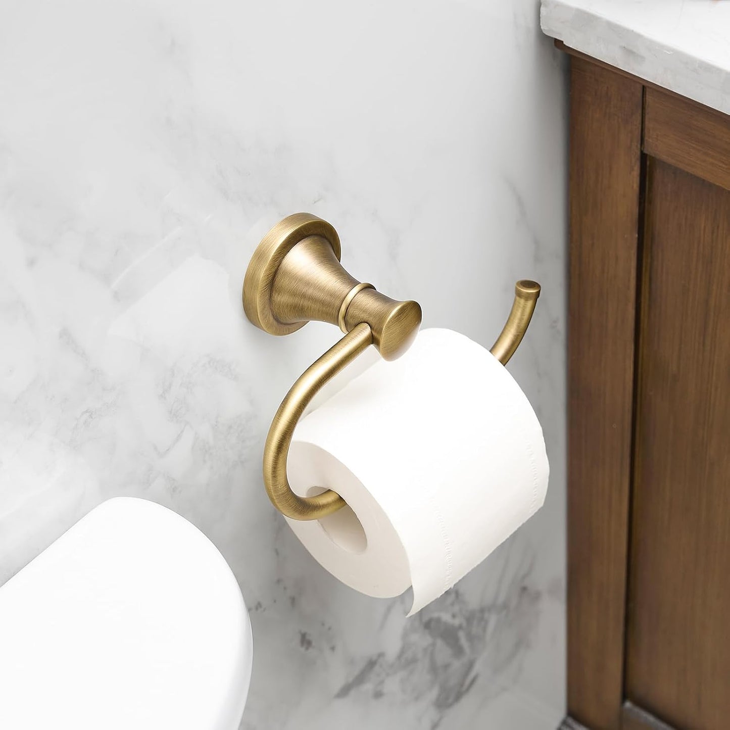 BESy Antique Brass Toilet Tissue Paper Holder Bathroom Accessories Toilet roll Paper Hanger, SUS304 Stainless Steel,Wall Mounted, Rustproof