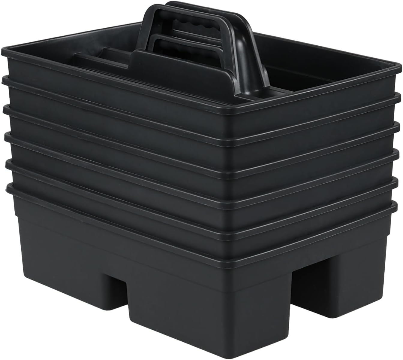 6 Packs Plastic Cleaning Supplies Storage Caddy with Handle, 3-Compartment Portable Shower Basket Tote