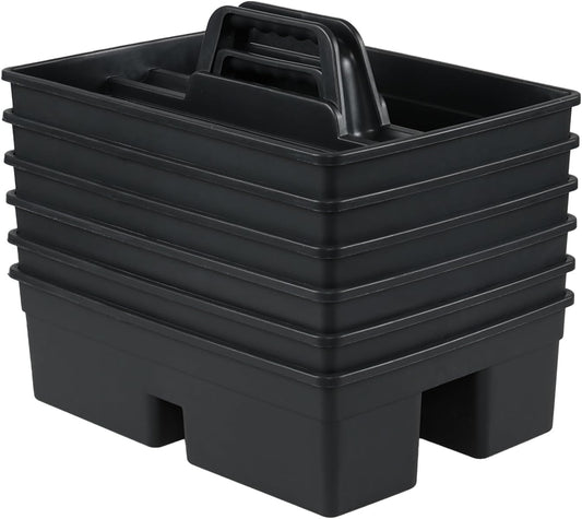 6 Packs Plastic Cleaning Supplies Storage Caddy with Handle, 3-Compartment Portable Shower Basket Tote