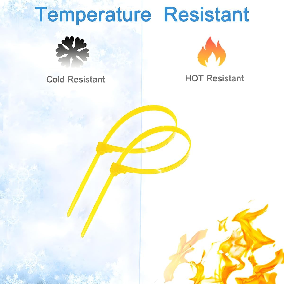 50 Pack 12 Inch Heavy Duty Reusable Zip Ties Yellow – UV Resistant, 55 LBS Tensile Strength, Weatherproof Cable Ties for Outdoor, Industrial, and Harsh Environments