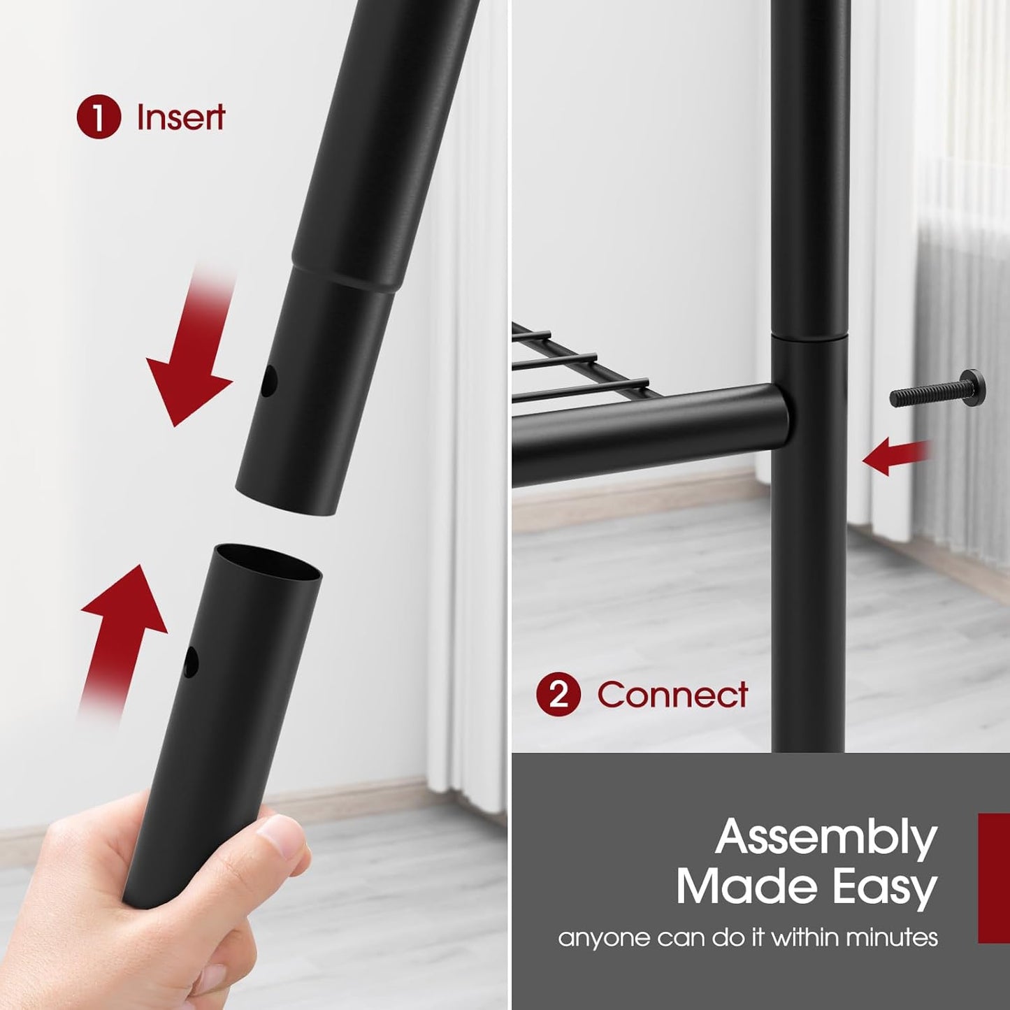 Storage Shelves - 4 Tier Shelf Organizer, Heavy Duty Garage Shelving Unit with Leveling Feet, Stable Metal Shelves Organizer for Pantry, Kitchen and Closet, 18.4" W x 12.6" D x 44.2" H, Black