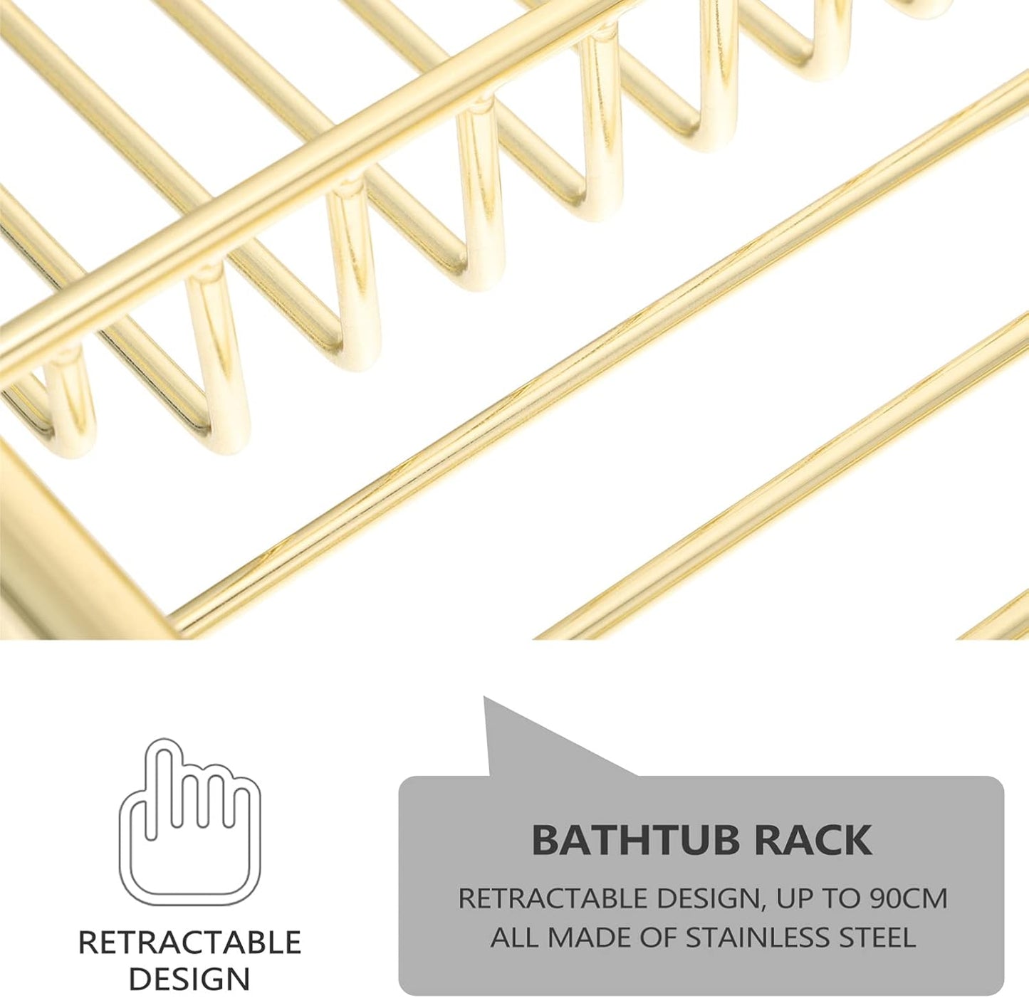 Stainless Steel Shower Tub Tray: European Style Extendable Bathtub Tray for Luxury Bath, Stainless Steel Over The Bathtub Rack for Bathroom Accessories