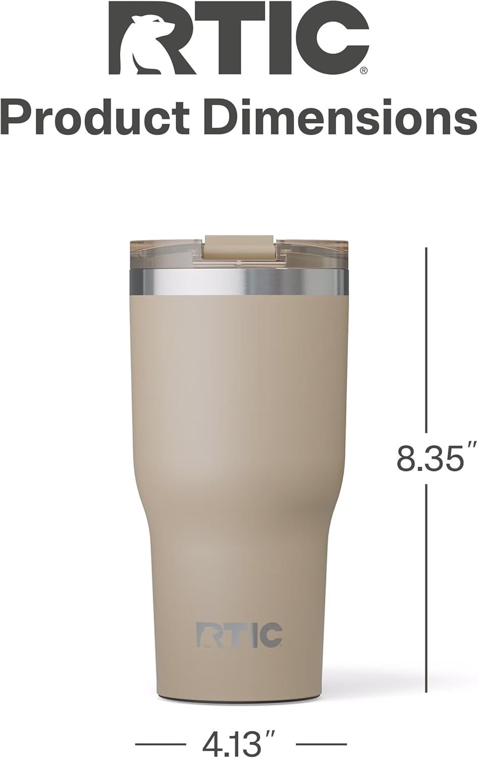 RTIC 30oz Essential Tumbler with Lid, Ceramic Lined, Insulated, Stainless Steel, Metal, Double Wall Vacuum-Insulation, Travel Cup for Iced Coffee, Tea, Hot and Cold Drink, Beach