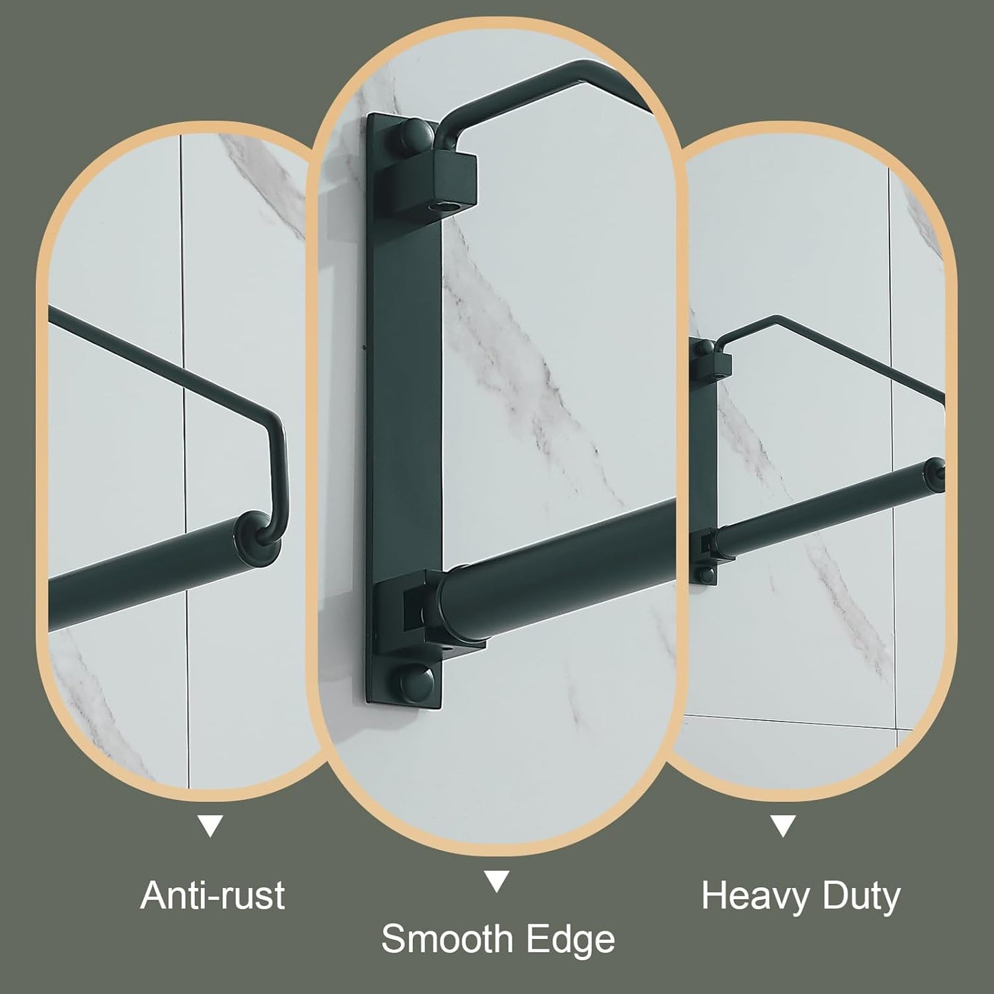 NEWRAIN Folding Clothes Hanger Rack, Wall Mounted Laundry Racks for Drying Clothes,Swing Clothing Hanging System Drying Closet Storage Organizer Black