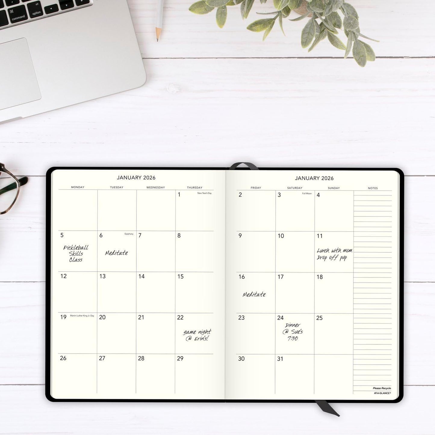 AT-A-GLANCE 2025 Appointment Book Planner, Weekly & Monthly, 7-1/2" x 10", Large, Plan.Write.Remember., Black (7069500525)