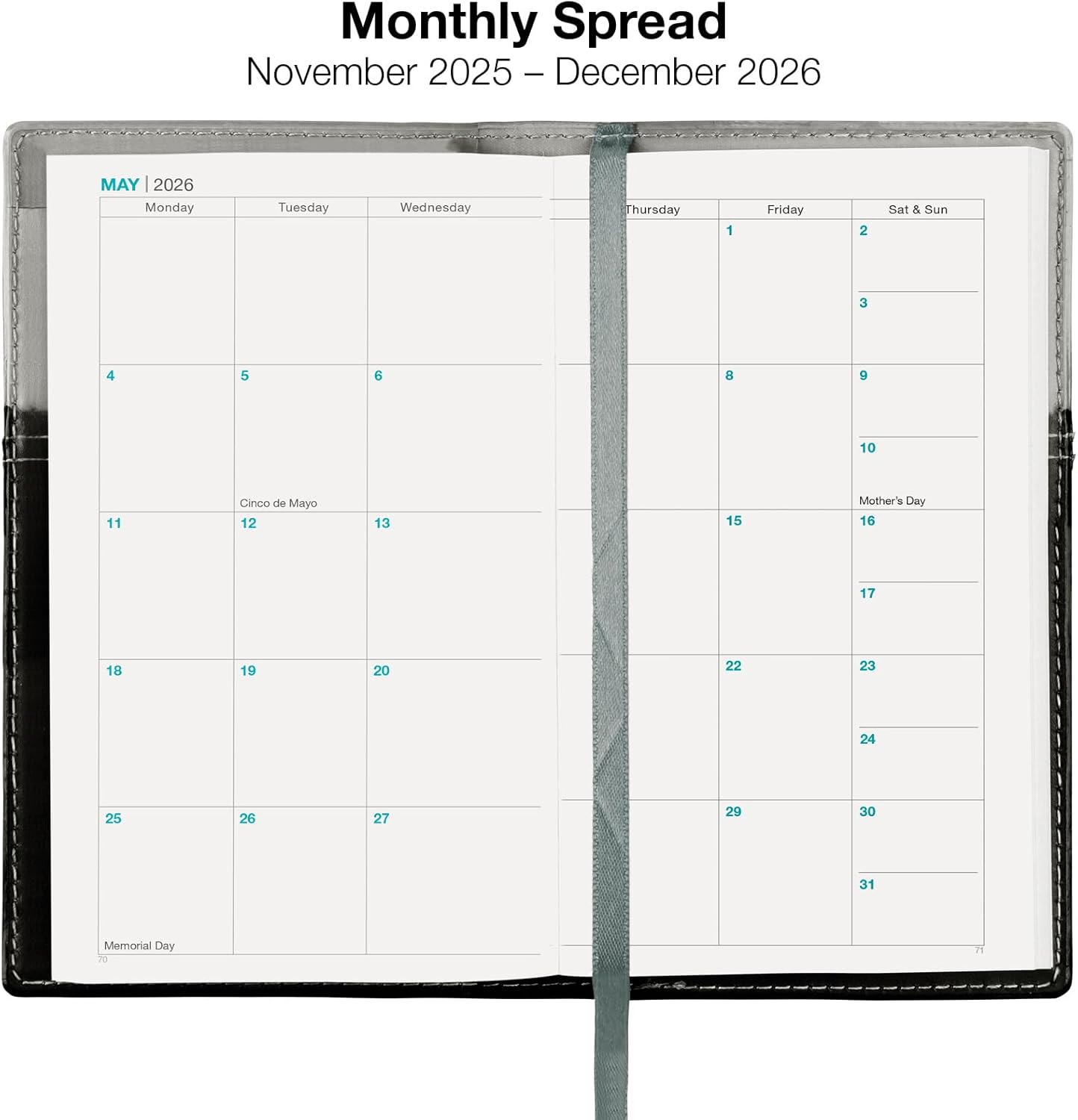 2026 Pocket Planner/Pocket Calendar and Pen, 3.5"x6": Includes 14 Months (November 2025 - December 2026) / 2026 Weekly Planner/Weekly Agenda/Monthly Calendar Organizer (Gray/Black)