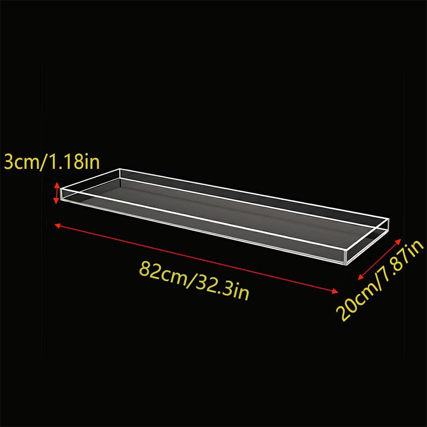 Bathtub Tray Table, Clear Acrylic, Anti-Slip Bath Caddy, 32.3 * 7.87 * 1.18in
