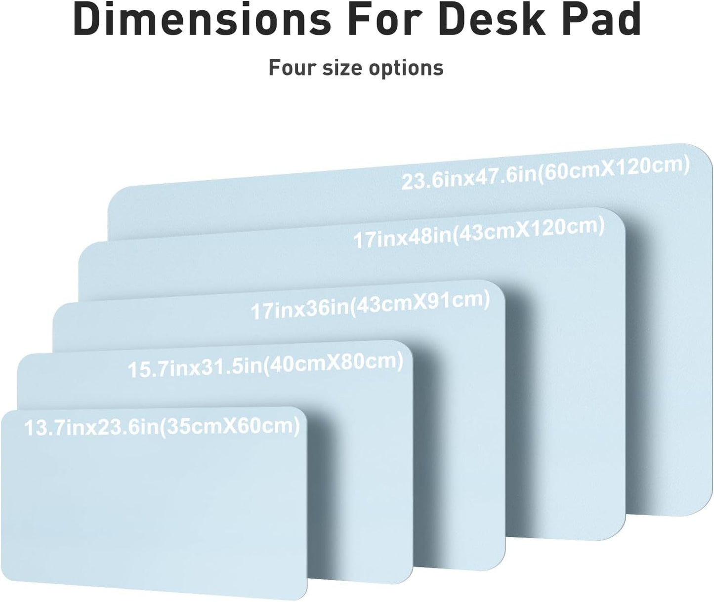 Aothia Faux Leather Desk Mat – Large Mouse Pad, Non-Slip PU Leather Blotter, Waterproof Writing Surface for Office and Home (Baby Blue, 47.2" x 23.6")