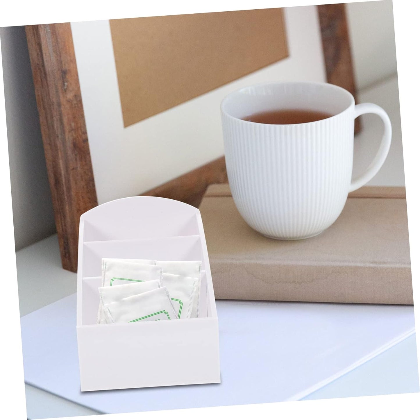 STOBAZA Countertop Sugar Bag Holder and Tea Bag Organizer Elegant Storage Box for Coffee Station and Tea Supplies Polished Edges for Safe Use for Home Decor