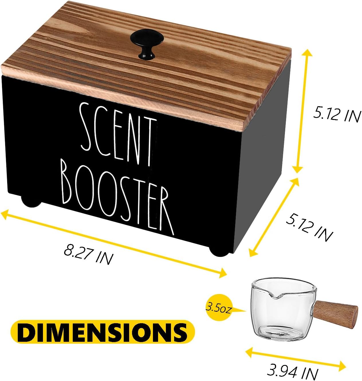 Laundry Scent Booster Container, Farmhouse Scent Beads Storage Organization, Rustic Wood Dispenser for Clothing Fragrance Beads, Laundry Room Powder Box, Laundry Detergent Organizer Bin(Black)