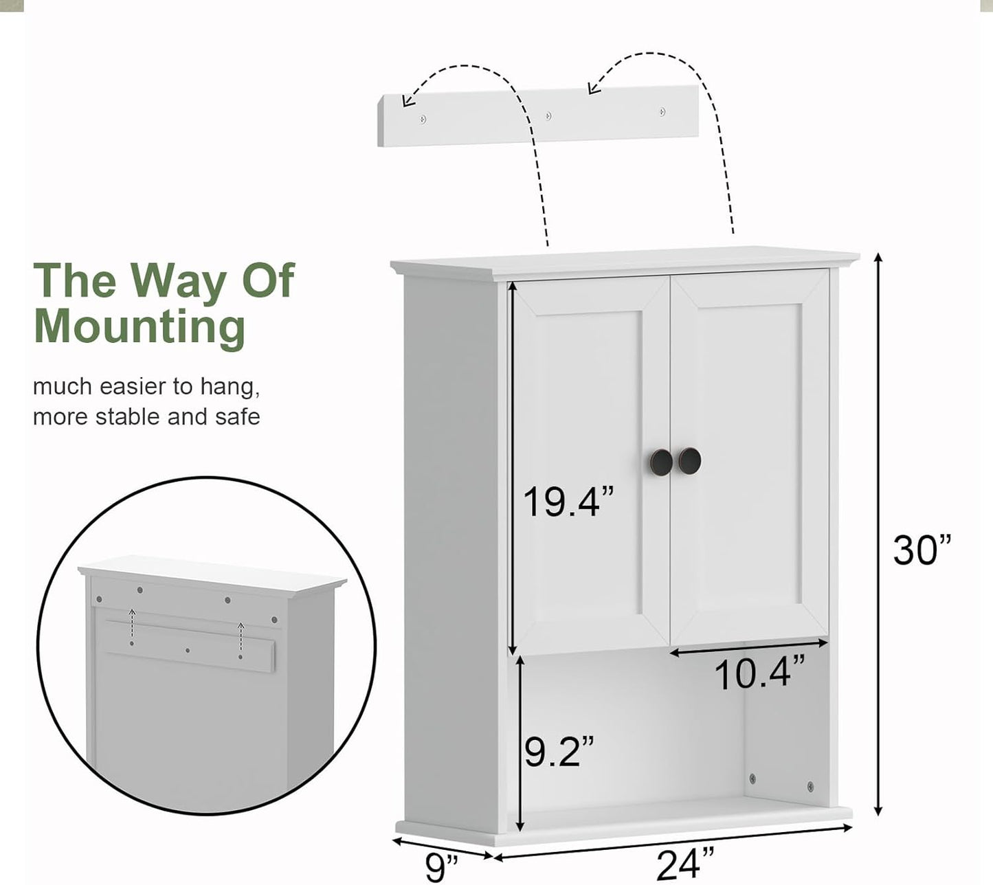 Bathroom Medicine Cabinet - Toilet Cabinet - Wall Mounted Cabinet - Multi Scene Wall Cabinet Storage Solution (Suitable for Bathroom, Kitchen, Living Room; White, Easy to Install)