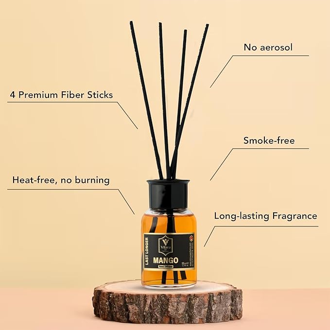 Reed Diffuser Set with Sticks for Home – Bathroom, Bedroom & Office Aromatherapy – Long Lasting Scented Oil Diffuser with Sticks – Luxury Room Fragrance Diffuser 55ml,1.7 fl oz (Mango-Oud-Istanbul)
