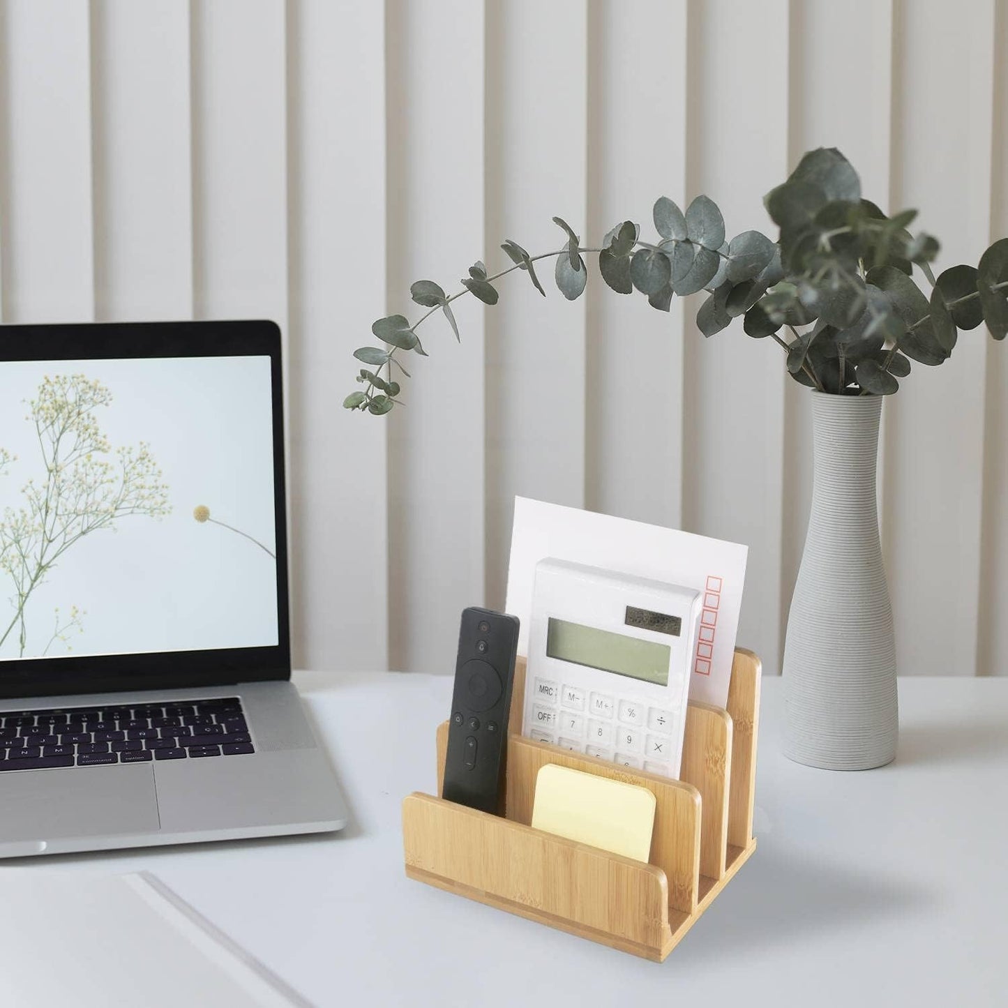 Desk File Mail Organizer Countertop Mail Sorters, Bamboo Desktop Mail Holder 3 Slots, Wood File Paper Holder for Letter Envelope Filing Cell Phone, Organizer Tray for Office & Home