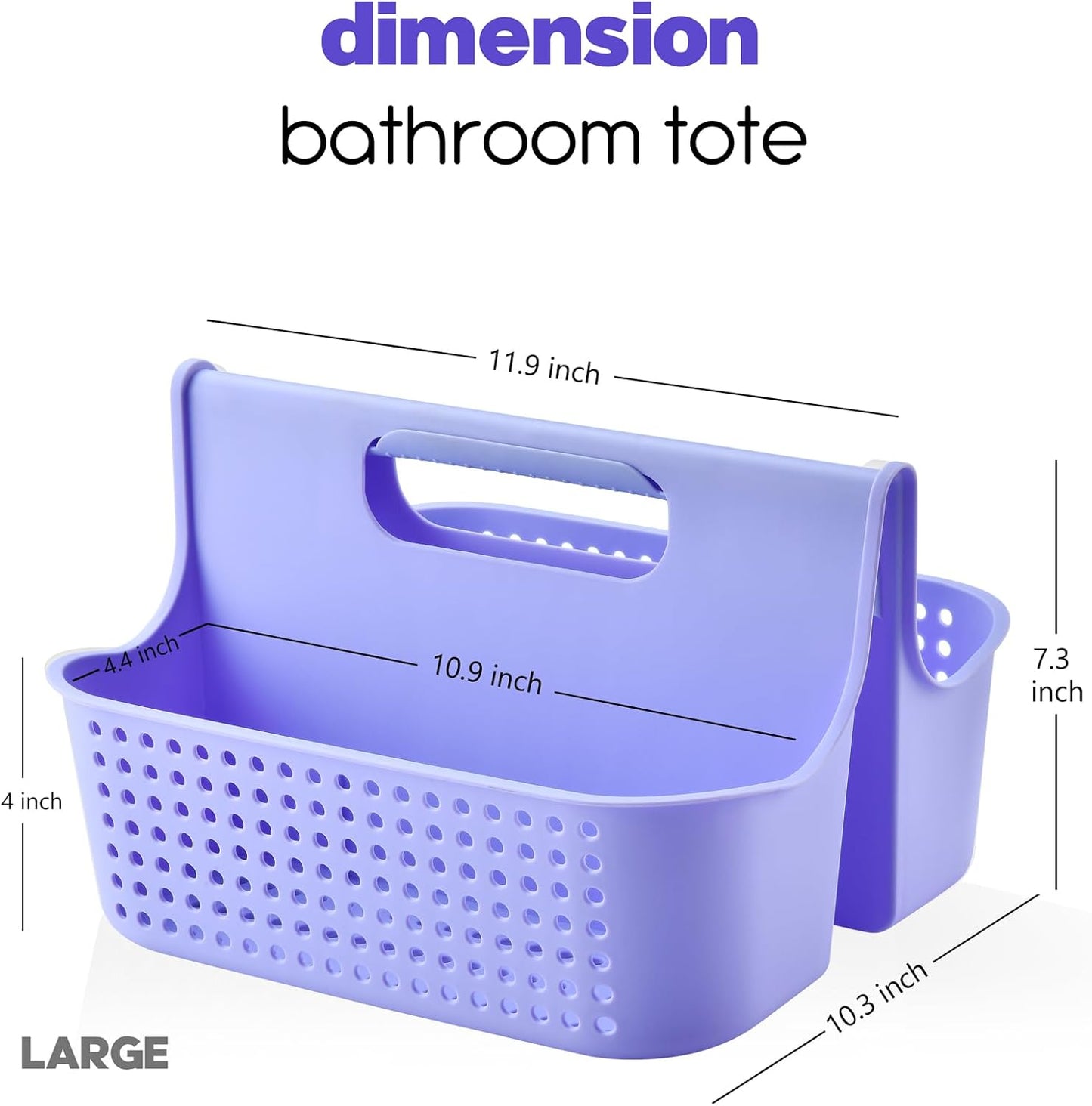 ALINK Portable Plastic Shower Caddy Basket, Large Cleaning Supply Caddy Organizer Storage Tote with Handle for Bathroom, College, Self, Cabinet, Dorm Room Essentials - Purple