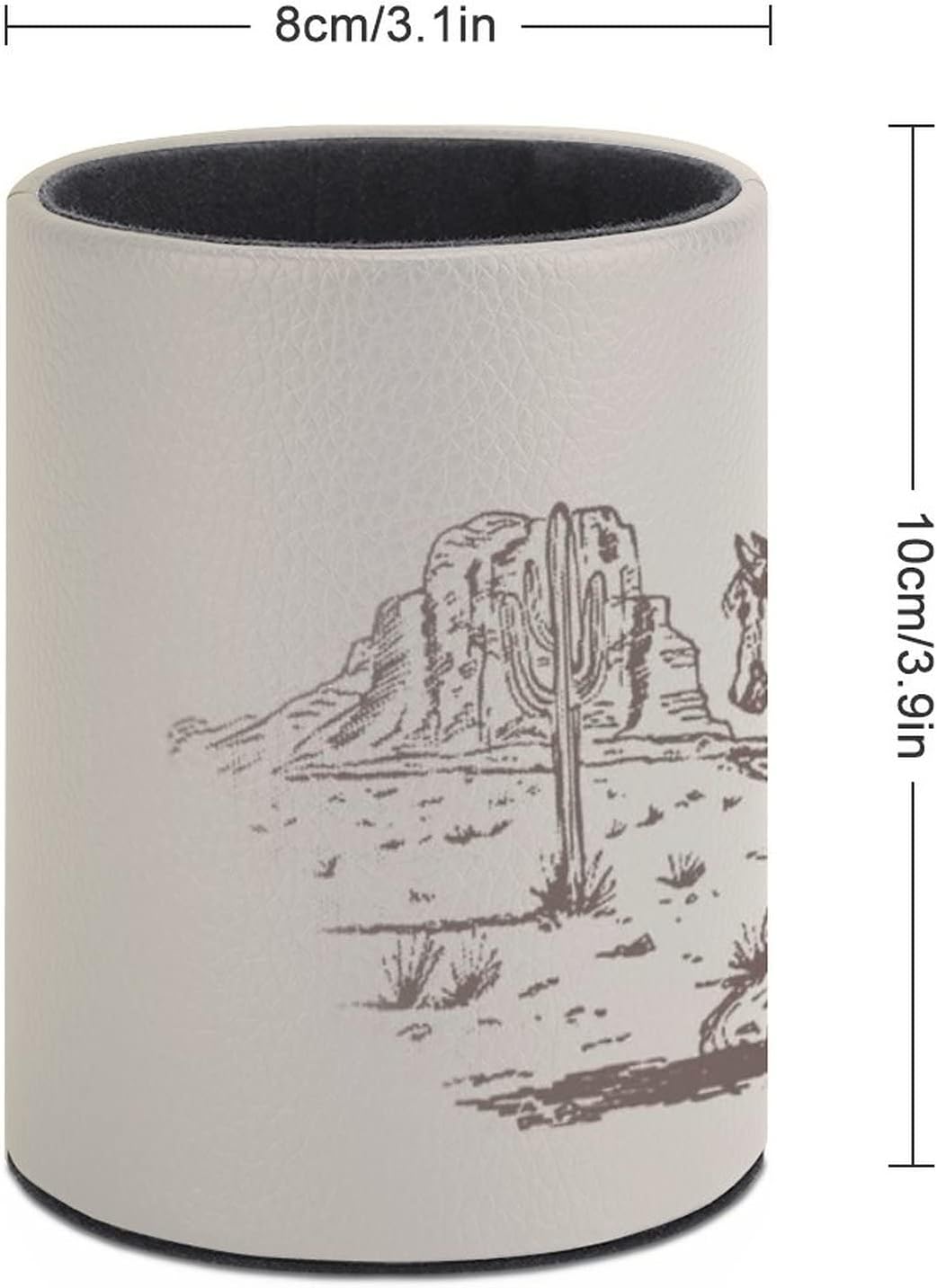 Western Desert Cowboy Pen Holder Pencil Organizer Cute Pencil Cup Desk Decor Makeup Brush Holder PU Multifunctional Office Suppliesfor Home Classroom School