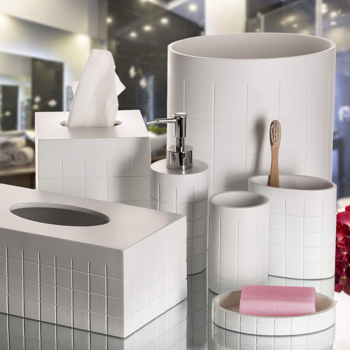 Creative Scents Polar White Tissue Box Cover Square – Decorative Tissue Holder for Bathroom, Tissue Box Holder with Wide Opening - White Bathroom Accessories