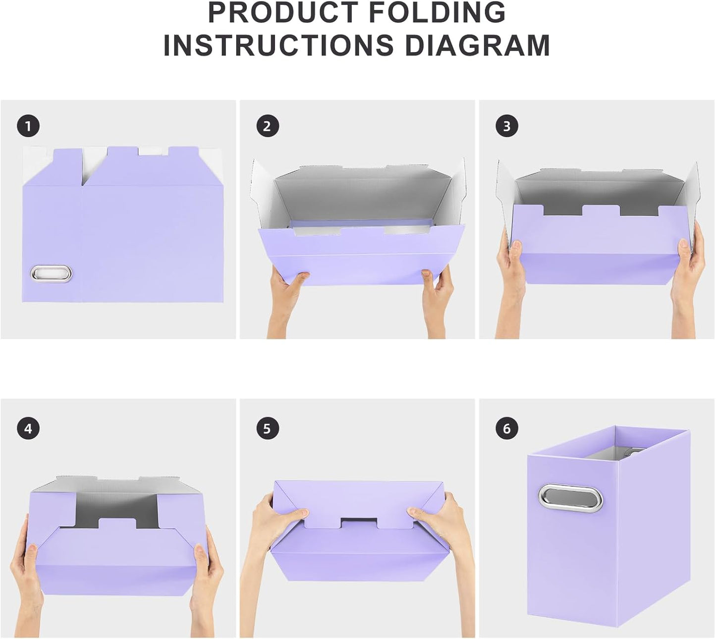 Oterri Cardboard File Organizer Box for Hanging File Folders Letter Size,File Box for Computer Desk,File Cabinet,Working Home,Office,Classroom (Purple, Letter Size - 6 Packs)