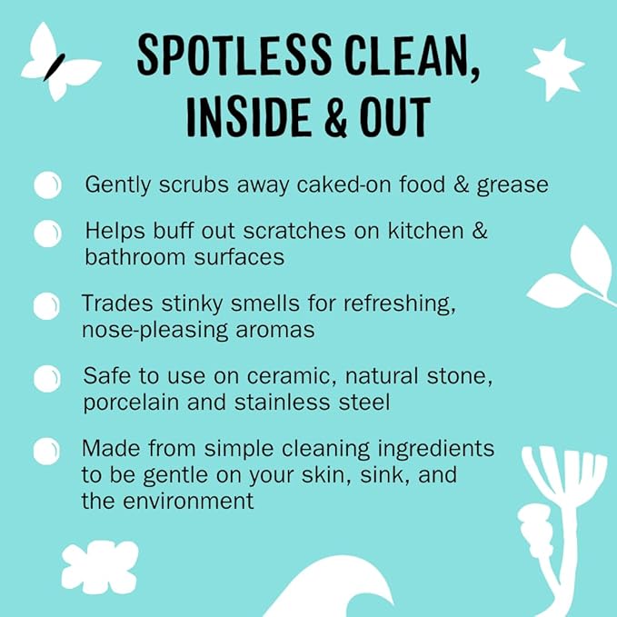 Molly's Suds Sink and All Purpose SCRUB | Gently Removes Stains, Scrubs Away Grease & Gime, Buffs out Scratches | Plant and Mineral Based | 2 Pack, Beach Scent