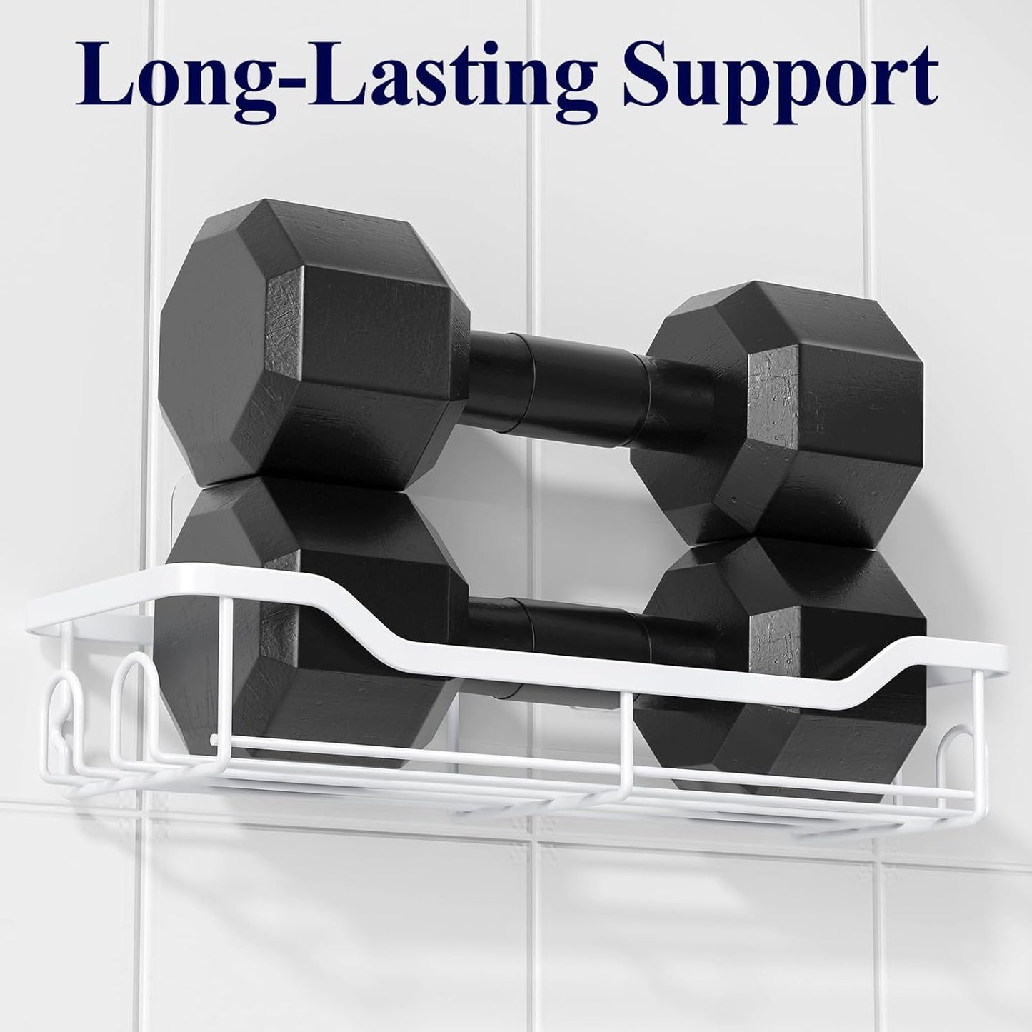 Kitsure Shower Caddy Large - Adhesive Shower Organizer, Stainless Steel Shelf for Inside Shower, No Drill Bathroom Organizers and Storage, Home Decor Accessories, 2 Pack, White