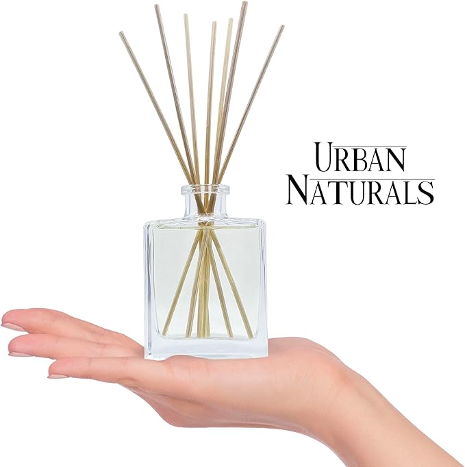 Urban Naturals Ocean Mist & Sea Salt Reed Diffuser Set – Made with Essential Oils & Real Botanicals – Sleek Rectangular Refillable Glass Bottle – Made in The USA