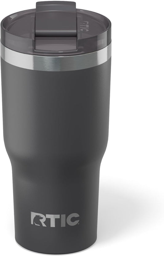 RTIC 20oz Essential Tumbler with Lid, Ceramic Lined, Insulated, Stainless Steel, Metal, Double Wall Vacuum-Insulation, Travel Cup for Iced Coffee, Tea, Hot and Cold Drink, Graphite