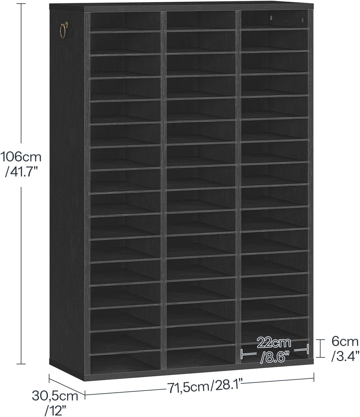 HOOBRO Literature Organizer, 48 Compartments Wooden Mail Organizer, Countertop Literature Sorter with Adjustable Shelves for Home, Office, School, Student Mailbox for Classroom, Black BK163WF01