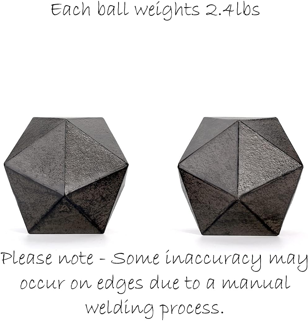 Ambipolar Geometric Decorative Ball Shaped Bookends, Modern Cast Iron Black Bookends for Office Desk, Book Shelf, Room Decor, Home Office, Book Stand or Organizer, Set of 2. Antique Black