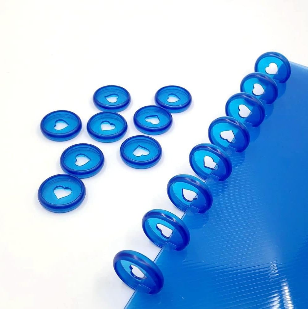 100pcs Planner Expander Discs 1.26Inch Book Binding Disc For Discbound Notebook Accessories Heart Binder Rings(Transparent Blue,1.26 inch/32 mm)