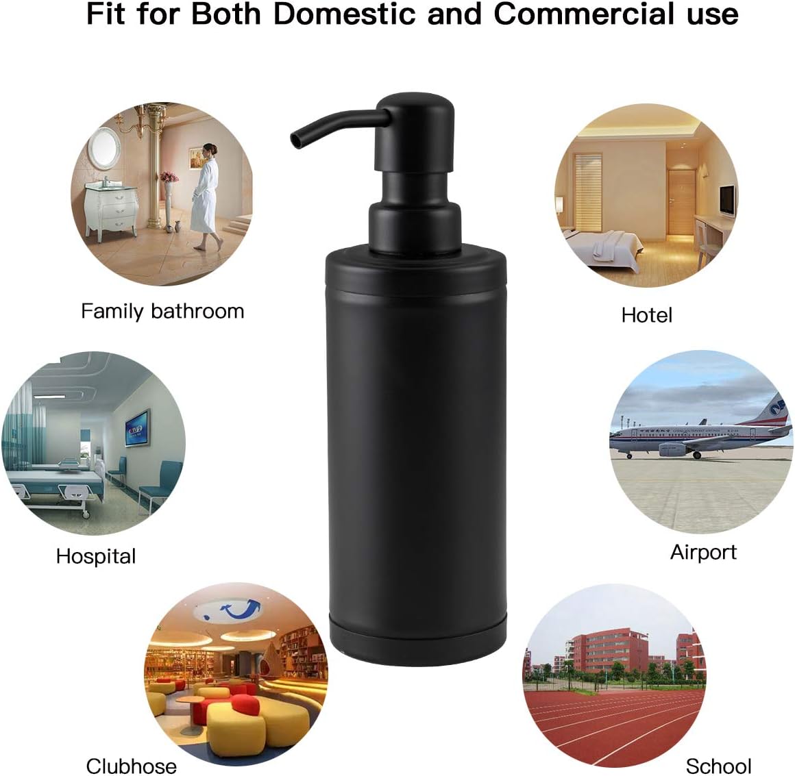 GAPPO Matte Black Soap Dispenser Stainless Steel Metal Pump Hand Lotion Bottle for Bathroom, Bedroom and Kitchen(300ML/10.15Ounce)