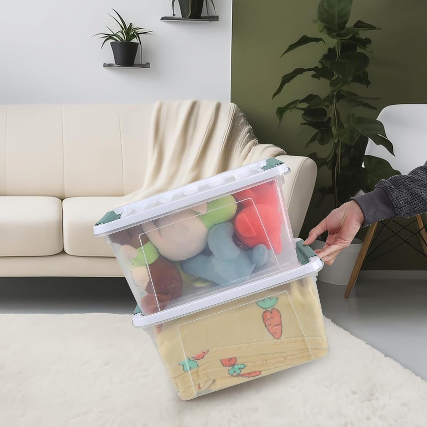 20 Quart Clear Stackable Storage Box, 6-Pack Plastic Storage Container with Latching Lid