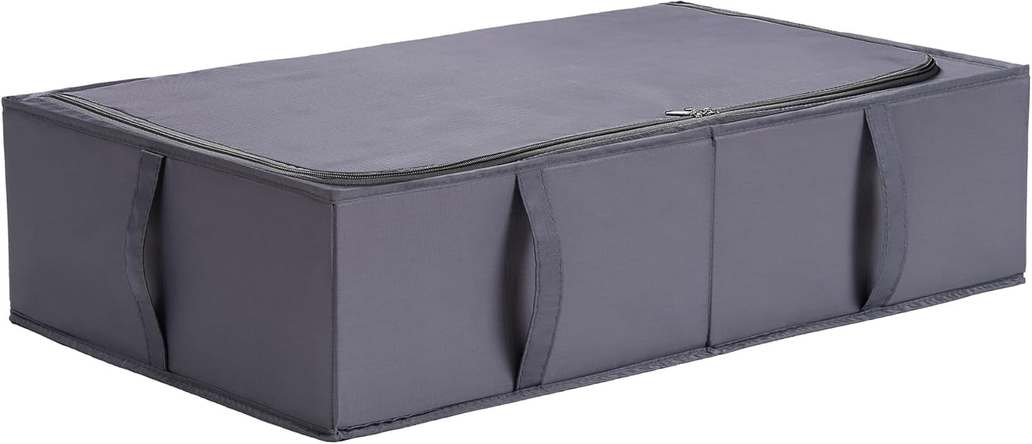 TYEERS Under Bed Storage Containers, Durable Fabric, Washable, Collapsible, Under Bed Storage Bins for Clothes, Blankets, Sheets, Shoes, 27.5x16.5x7 Inches, 1-Pack, Dark Grey