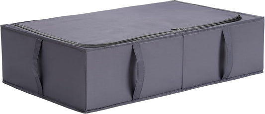 TYEERS Under Bed Storage Containers, Durable Fabric, Washable, Collapsible, Under Bed Storage Bins for Clothes, Blankets, Sheets, Shoes, 27.5x16.5x7 Inches, 1-Pack, Dark Grey