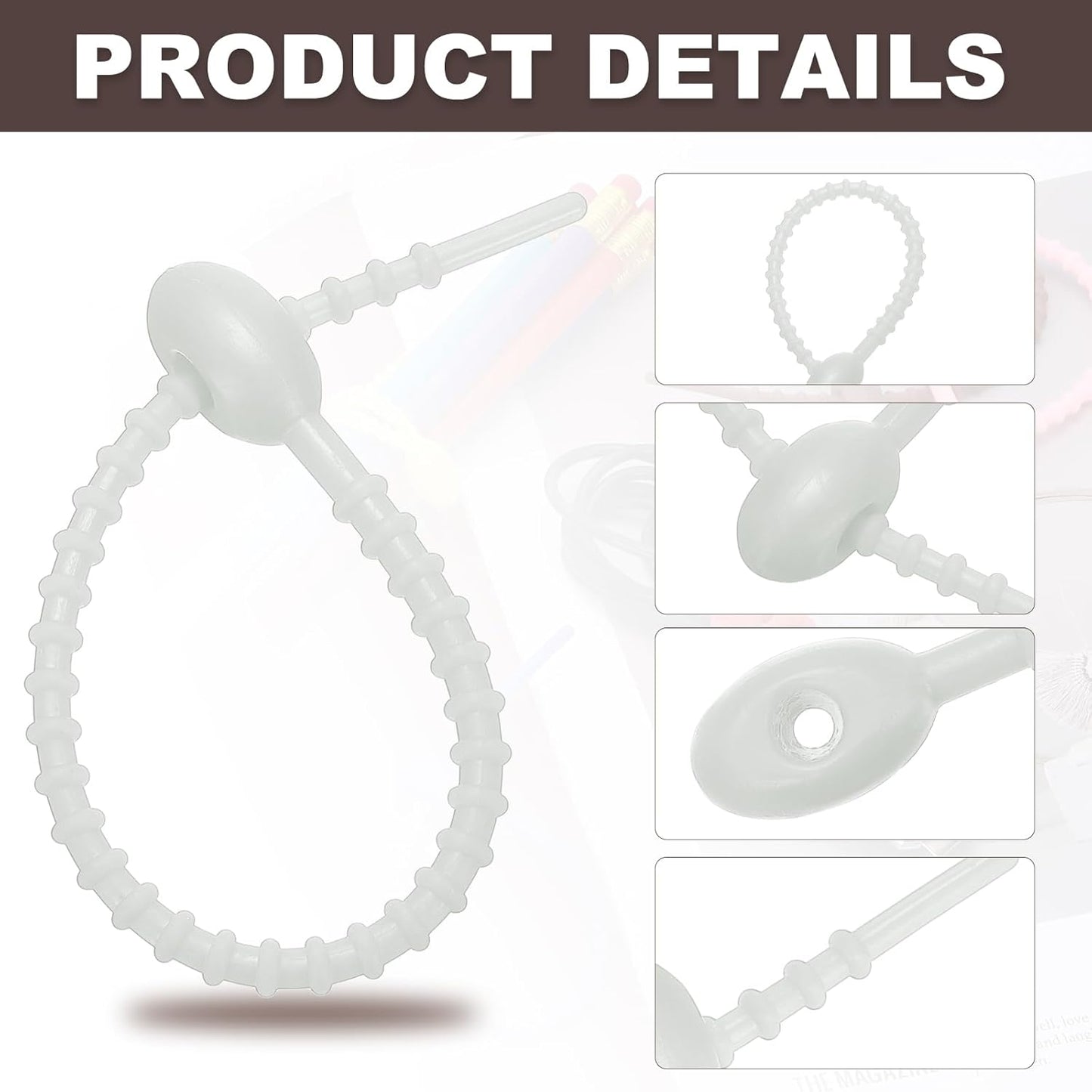 PATIKIL 6 Inch Silicone Cable Ties, 20pcs Rubber Reusable Twist Zip Ties Organizer for Home Office Kitchen Food bags Wires Adjustable Bag Clip, Grey